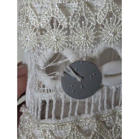 ASOS White Boho Maxi Dress 4 Cowrie Shell Lace Up Beach Cover Up Viscose - Picture 8 of 12